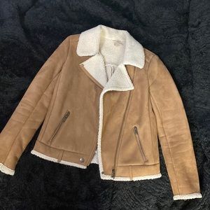 Faux fur trim Aviator Jacket size small